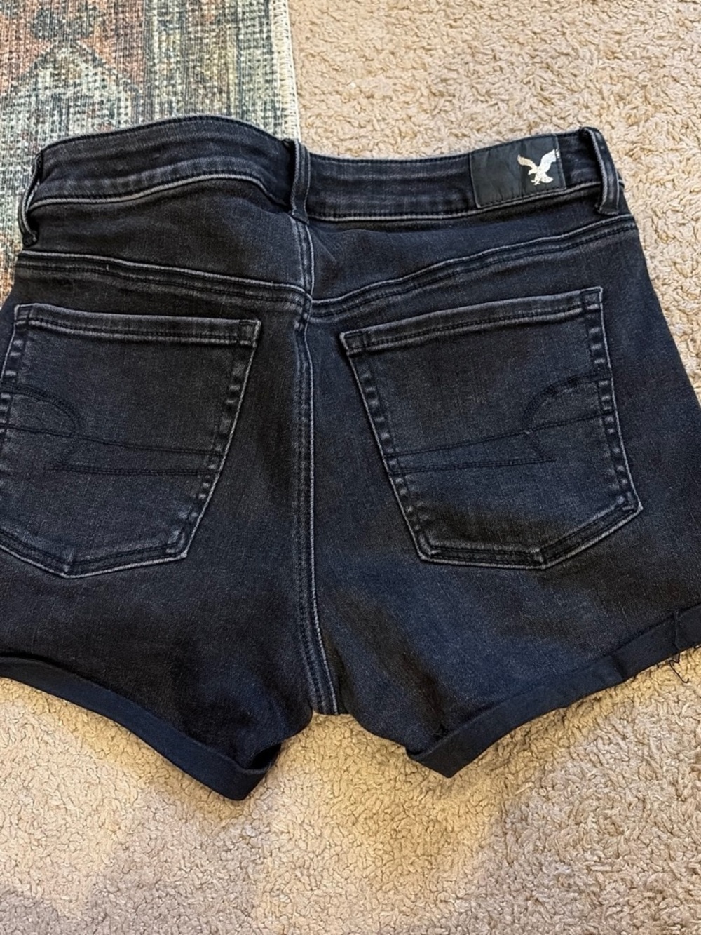 American Eagle Outfitters Black High-Rise Denim Shorts